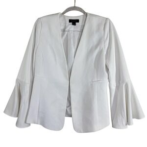 Halogen Blazer Womens Small Petite White Bell Sleeve‎ Open Front Office Jacket